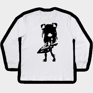 Kung Fu Girl (idol) minimal silhouette white Kids Long Sleeve T-Shirt